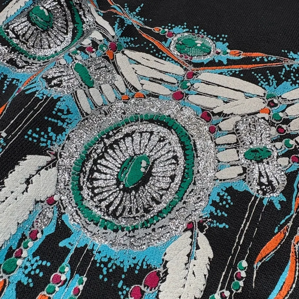 💕 Vintage💕 Diamond Dust Black Crew Neck Sweatshirt Sparkly Graphic Design - Picture 3 of 6